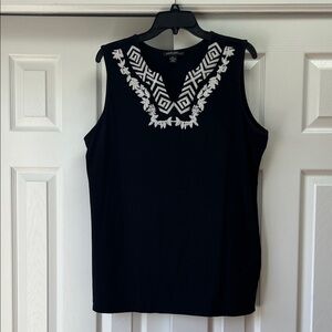 Embroidered Sleeveless Cotton Swim Cover-up/Top